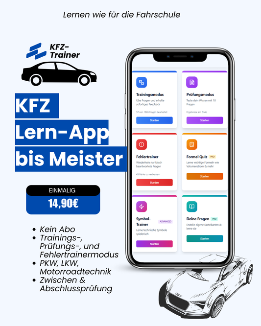 KFZ Trainer – LernApp für deine KFZ-Prüfungsvorbereitung (Zwischen- & Gesellenprüfung)
