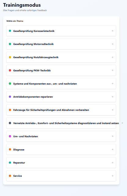 KFZ Trainer – LernApp für deine KFZ-Prüfungsvorbereitung (Zwischen- & Gesellenprüfung)
